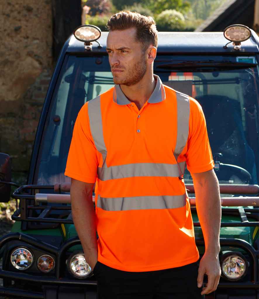 WR002 Orange hi-vis polo shirt